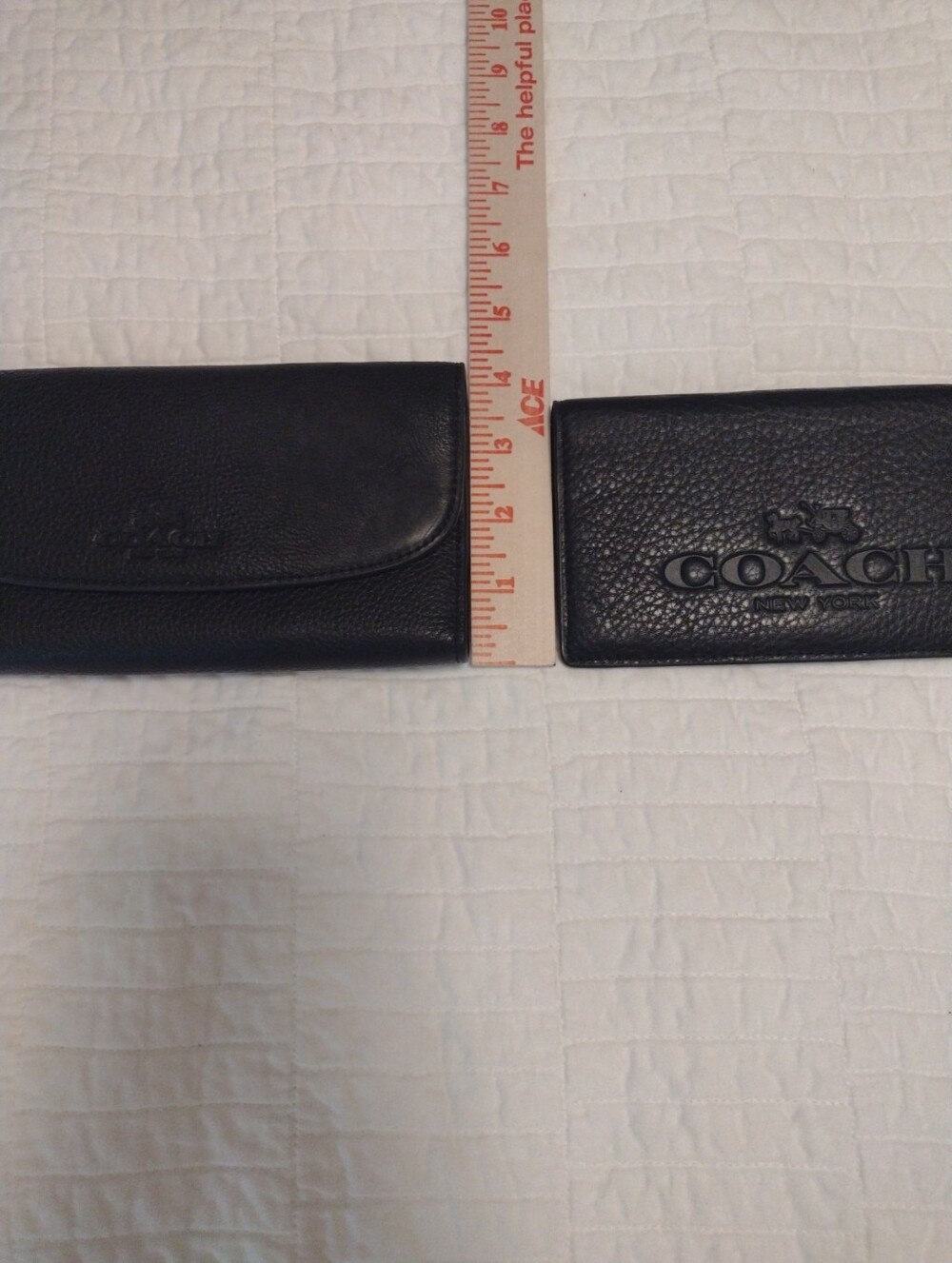 COACH Black Pebbled Leather Wallet Snap Closure Bi-fold w/ Flap w/ Wallet Insert - Picture 8 of 14